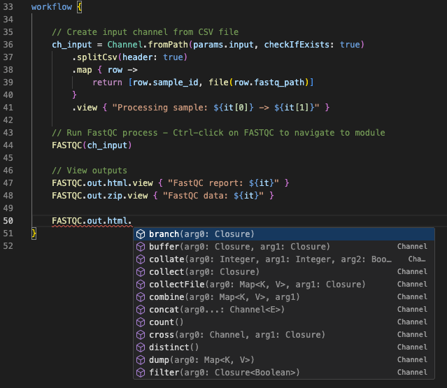 Channel operations auto-completion